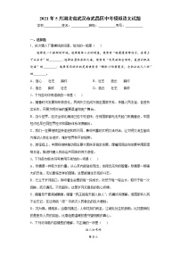 2021年5月湖北省武汉市武昌区中考模拟语文试题(word版含答案）