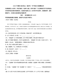 2020年中考真题解析 语文（浙江舟山嘉兴卷）精编word版