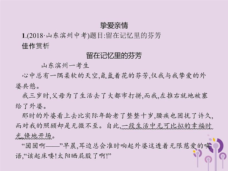课标通用中考语文总复习第4部分专题3中考优秀范文赏析课件20190405117902