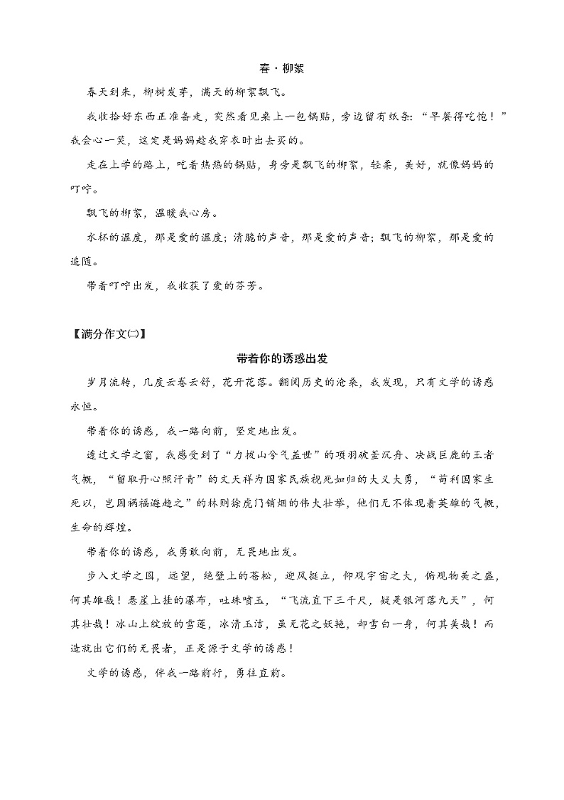 中考满分作文写作范文：带着______出发（7篇） 教案02