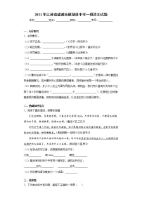 2021年江苏省盐城市建湖县中考一模语文试题(word版含答案）