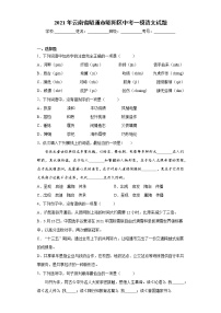 2021年云南省昭通市昭阳区中考一模语文试题(word版含答案）
