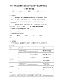 2021年浙江省温州市瑞安市初中学业水平考试适应性测试（二模）语文试题(word版含答案）