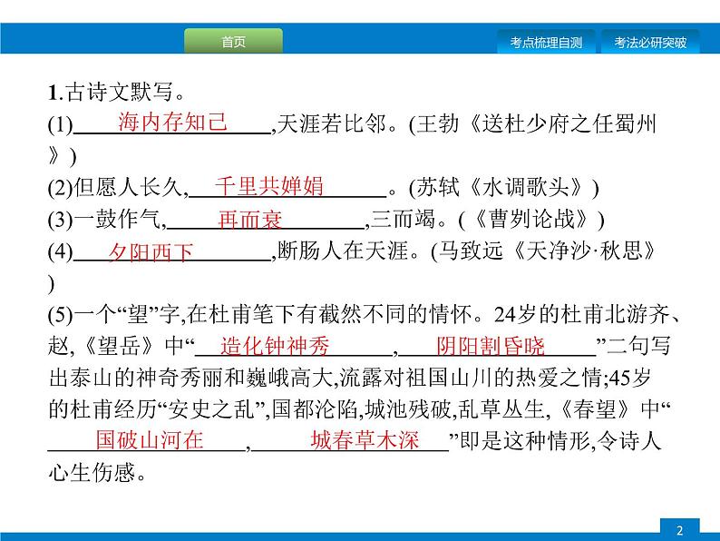 专题七　古诗文默写02