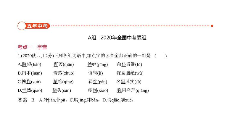 第一部分 01专题一　字音与字形 讲练课件—2021年中考语文专项复习 通用版第2页