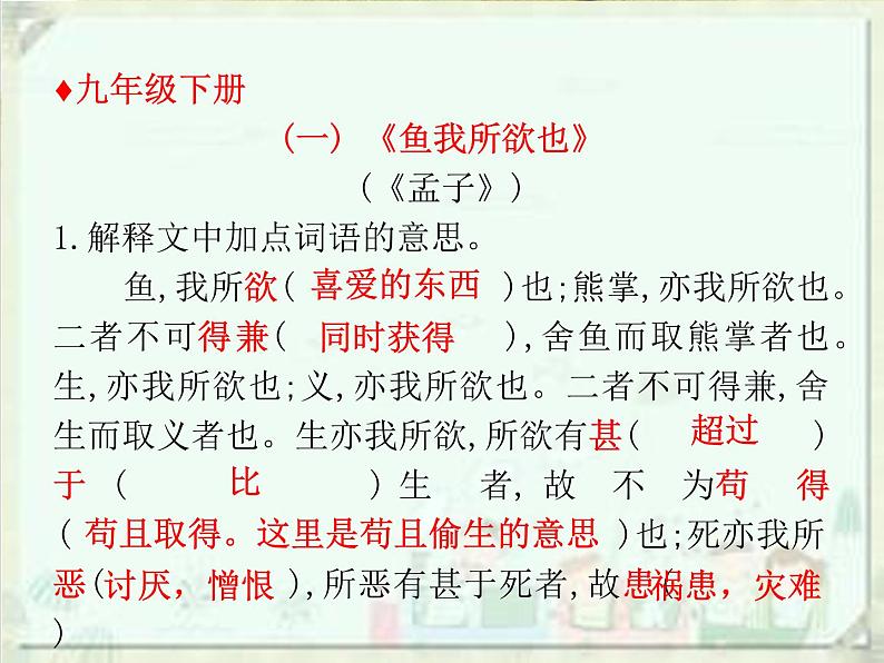 2020届中考语文总复习课件：第二部分 阅读 课内文言文阅读（九下）(共71张PPT)02