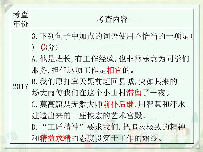 2020届中考语文总复习课件：第一部分　基础词语运用(共84张PPT)07