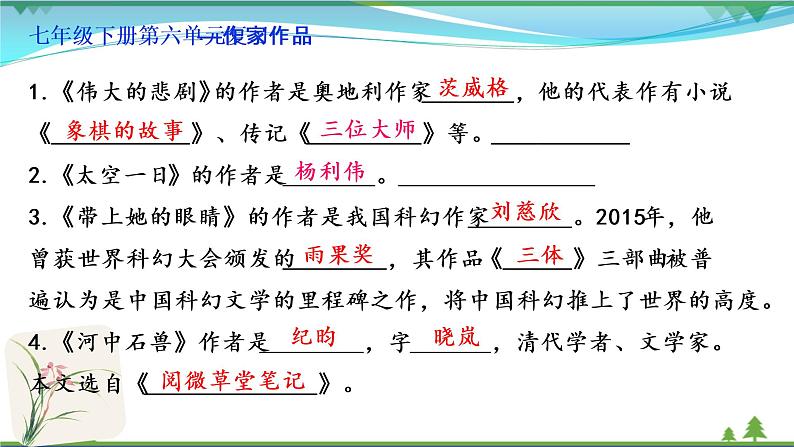 【精品】部编版  七年级下册语文  第6单元 期末复习资料（课件+复习题+中考链接）06