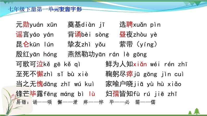 【精品】部编版  七年级下册语文  第1单元 期末复习资料（课件+复习题+中考链接）07