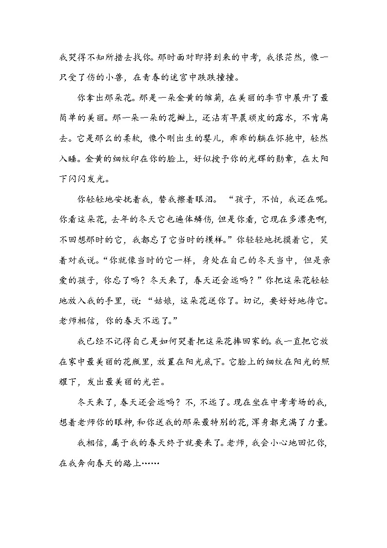 2021中考语文作文抓分预测 -特别的微笑03