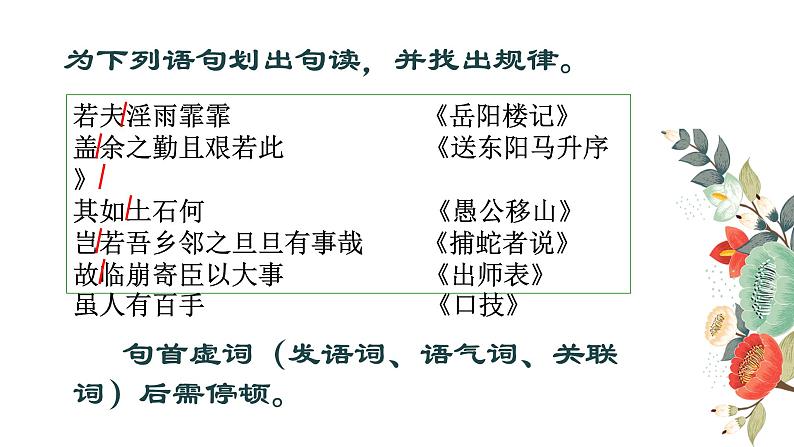 初中文言文句子节奏划分 课件08