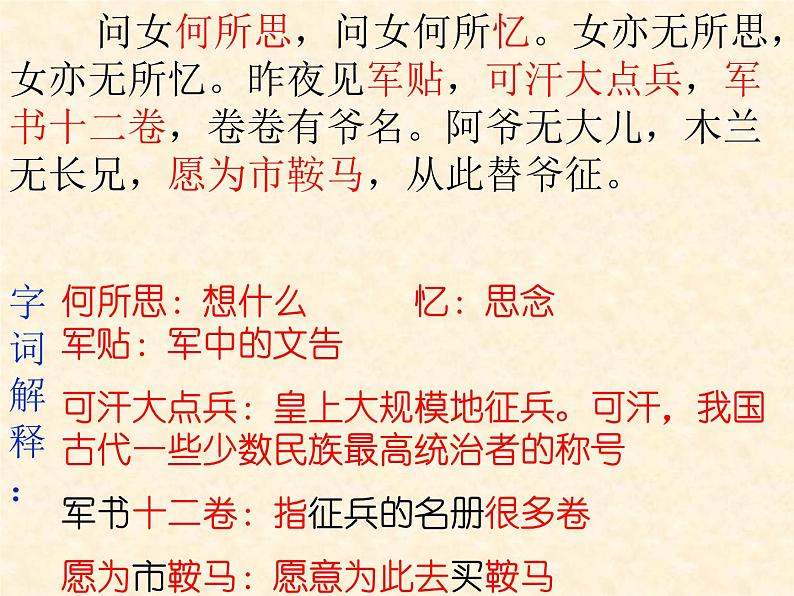 部编版语文七年级下册木兰诗1 课件第6页