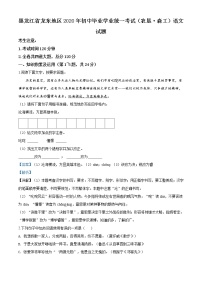 精品解析：黑龙江省龙东地区（农垦 森工）2020年中考语文试题（解析版）