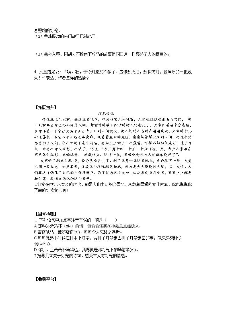 人教部编版语文八年级下册4课  灯笼学案：（无答案）02
