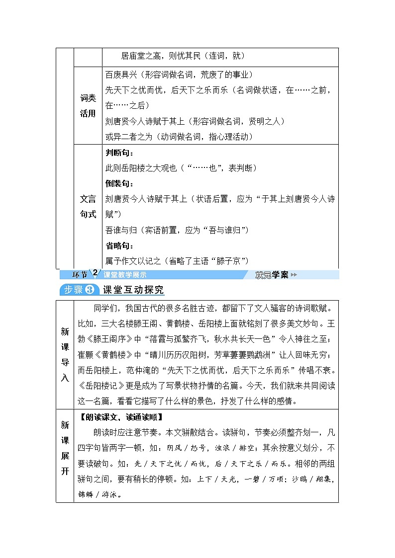 人教部编语文九年级上10 岳阳楼记 教案03
