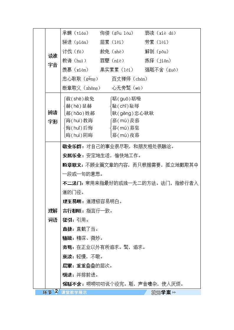 人教部编语文九年级上6 敬业与乐业 教案第2页