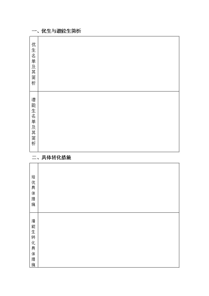 培优补差计划表第2页