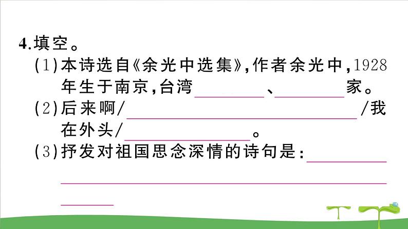 人教部编语文九年级上3 乡愁 作业课件05