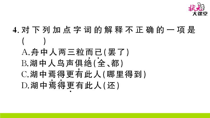 人教部编语文九年级上12 湖心亭看雪 作业课件05