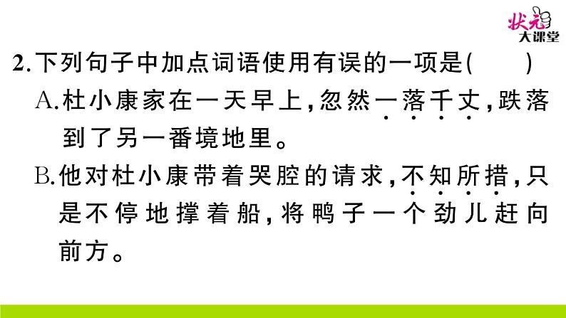 人教部编语文九年级上16 孤独之旅 作业课件第4页