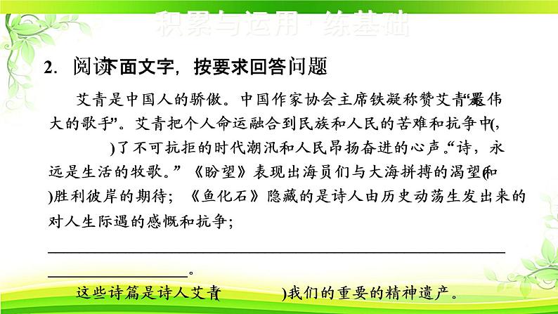 人教部编语文九年级上2.我爱这土地 习题课件第3页