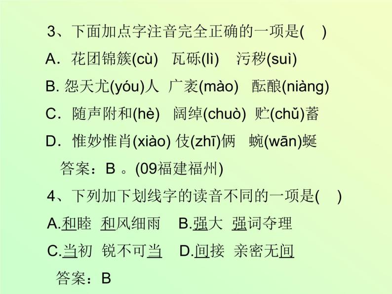 初中语文总复习课件：拼音与汉字复习05