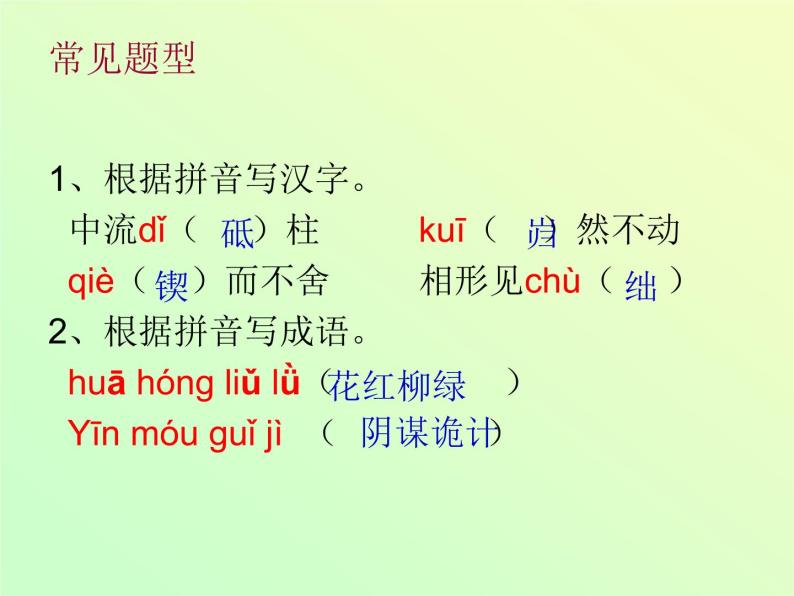 初中语文总复习课件：拼音与汉字复习08