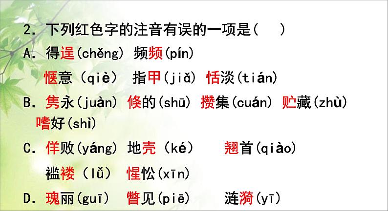 中考语文字音、字形复习课件08