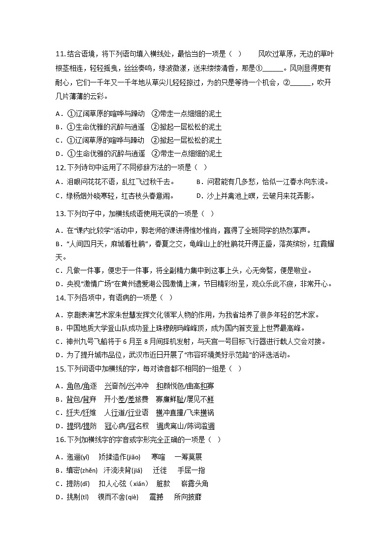 中考语文必备试题第3页