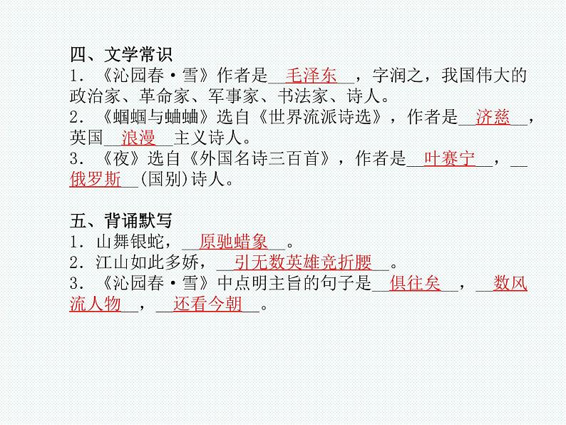 2018年滨州市中考语文一轮复习课件：九上现代文（共30张PPT）06