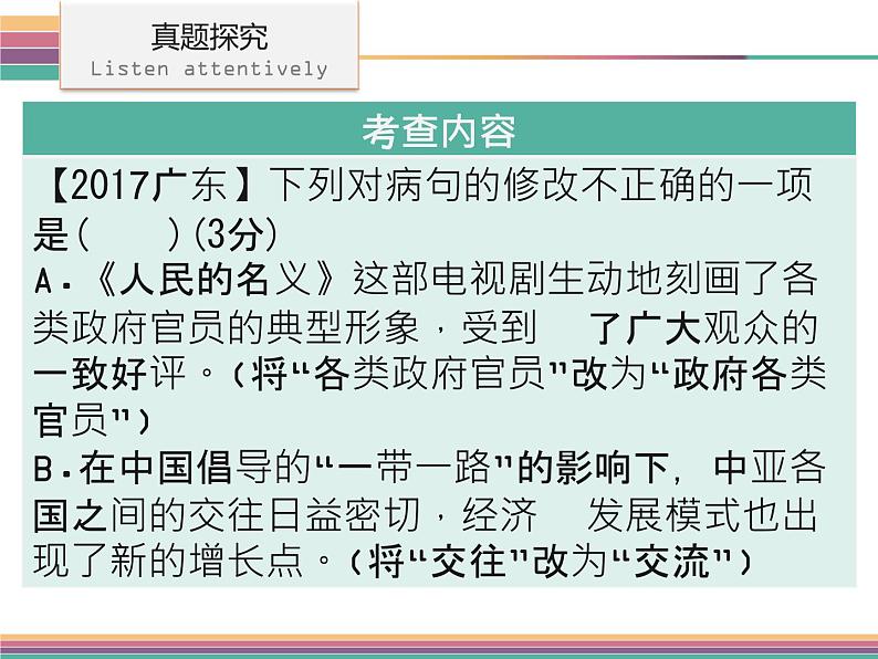 广东中山市卓雅外国语学校2017-2018学年-中考语文专题复习课件-第四节  修改病句(共122张PPT)08