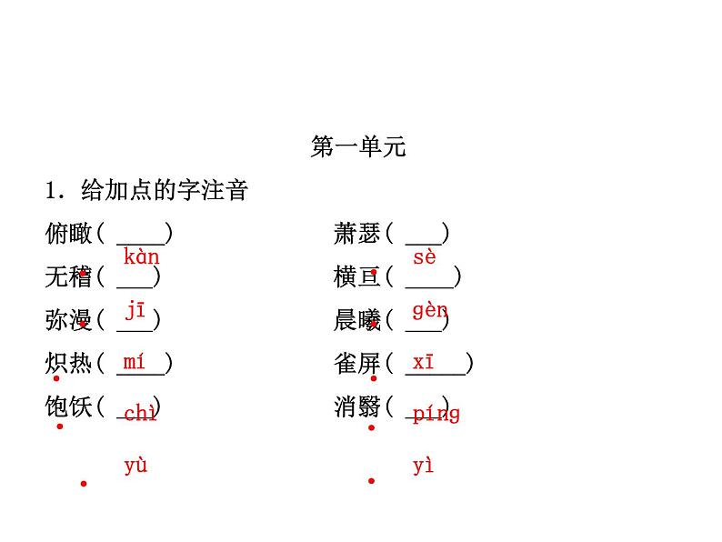 2018年菏泽市中考语文总复习课件：8年级上册 第一部分 字词及文化文学常识(共37张PPT)02
