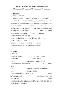 2021年江苏省宿迁市沭阳县中考一模语文试题（word版 含答案）