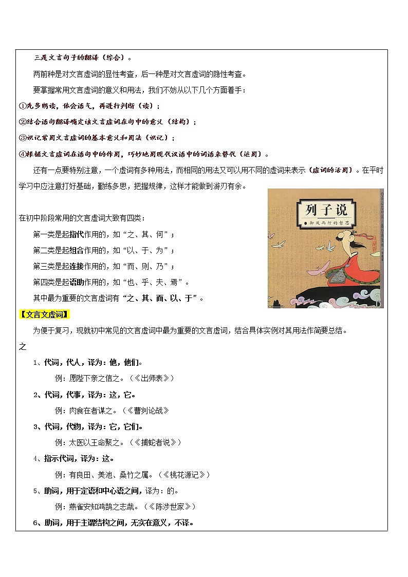 【机构专用】25 文言文入门1 讲义+同步练习（含答案）—2020年六年级升七年级语文暑假辅导02
