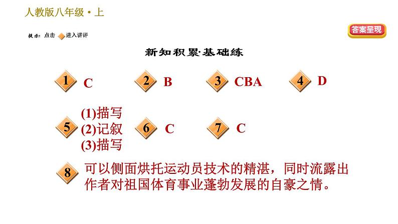 部编版八年级上册语文习题课件 第1单元 3 “飞天”凌空——跳水姑娘吕伟夺魁记02