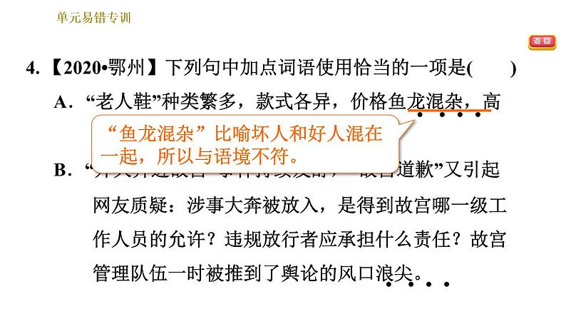 部编版八年级上册语文习题课件 第1单元 单元易错专训第7页