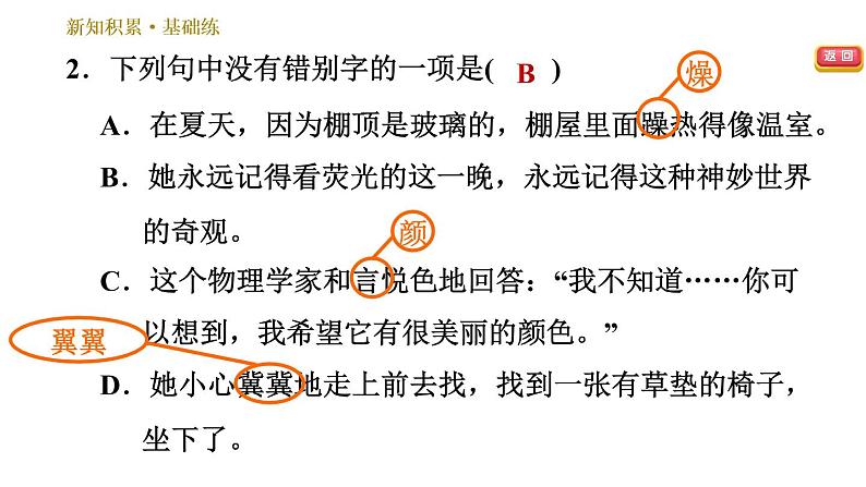 部编版八年级上册语文习题课件 第2单元 9 美丽的颜色第5页