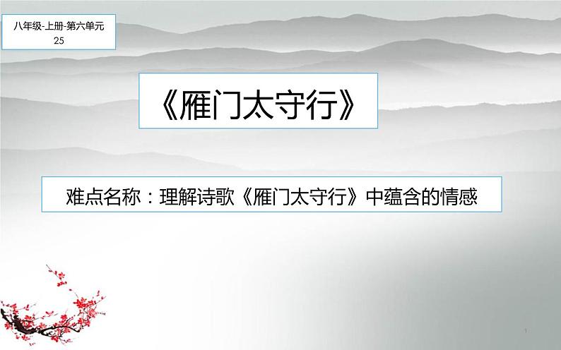 人教部编版八年级上册语文《雁门太守行》课件01