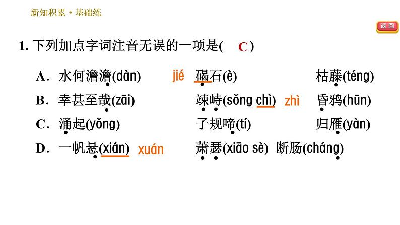 部编版七年级上册语文习题课件 第1单元 4 古代诗歌四首05