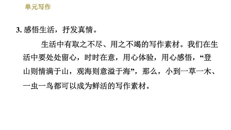 部编版七年级上册语文习题课件 第1单元 单元写作：热爱生活，热爱写作05