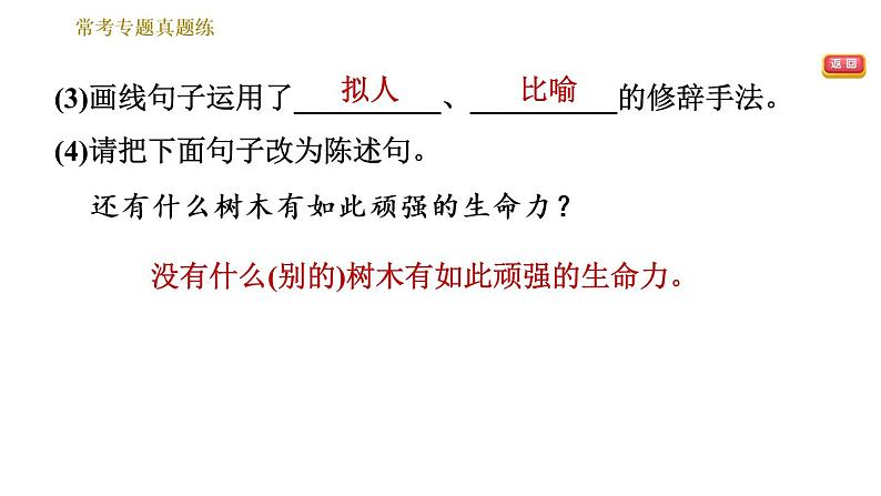 部编版七年级上册语文习题课件 第1单元 常考专项真题练（修辞的辨析与运用）第6页