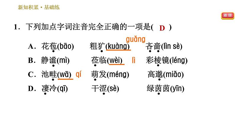 部编版七年级上册语文习题课件 第1单元 3 雨的四季04