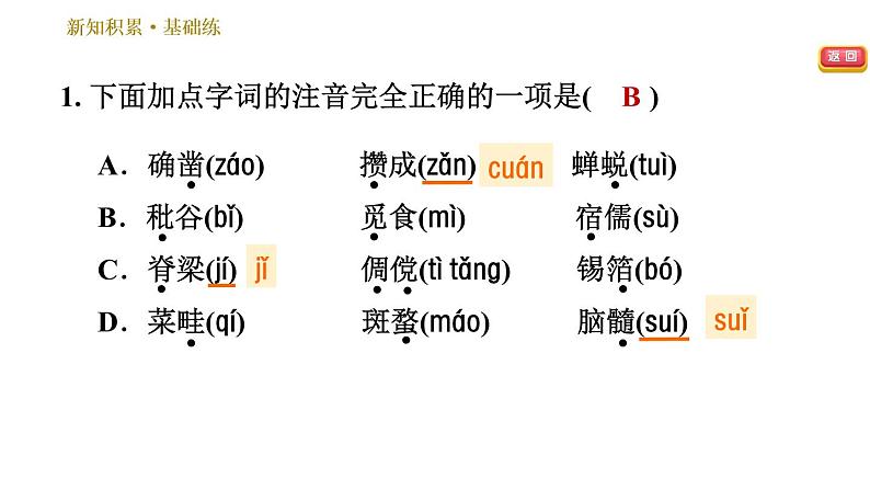 部编版七年级上册语文习题课件 第3单元 9 从百草园到三味书屋第5页