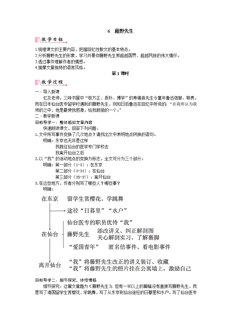 人教版语文八年级上册6  藤野先生课件+说课稿+教案+导学案+音视频+素材01