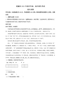2021年甘肃省武威市初中毕业、高中招生考试语文试题及答案（word版）