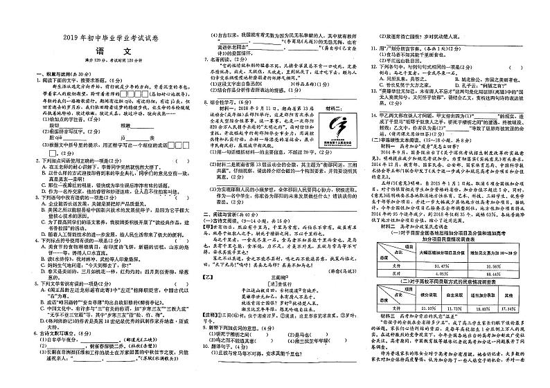 （邵阳市）部编人教版九年级语文中考模拟试卷第二十二套（有答案解析）01