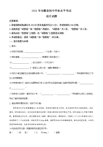 安徽省2021年中考语文真题（原卷版）