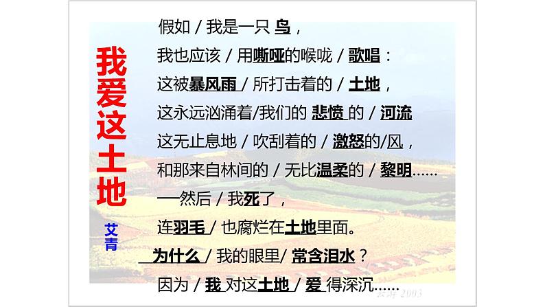 部编版九年级语文上册《我爱这土地》PPT课文课件 (9)第5页