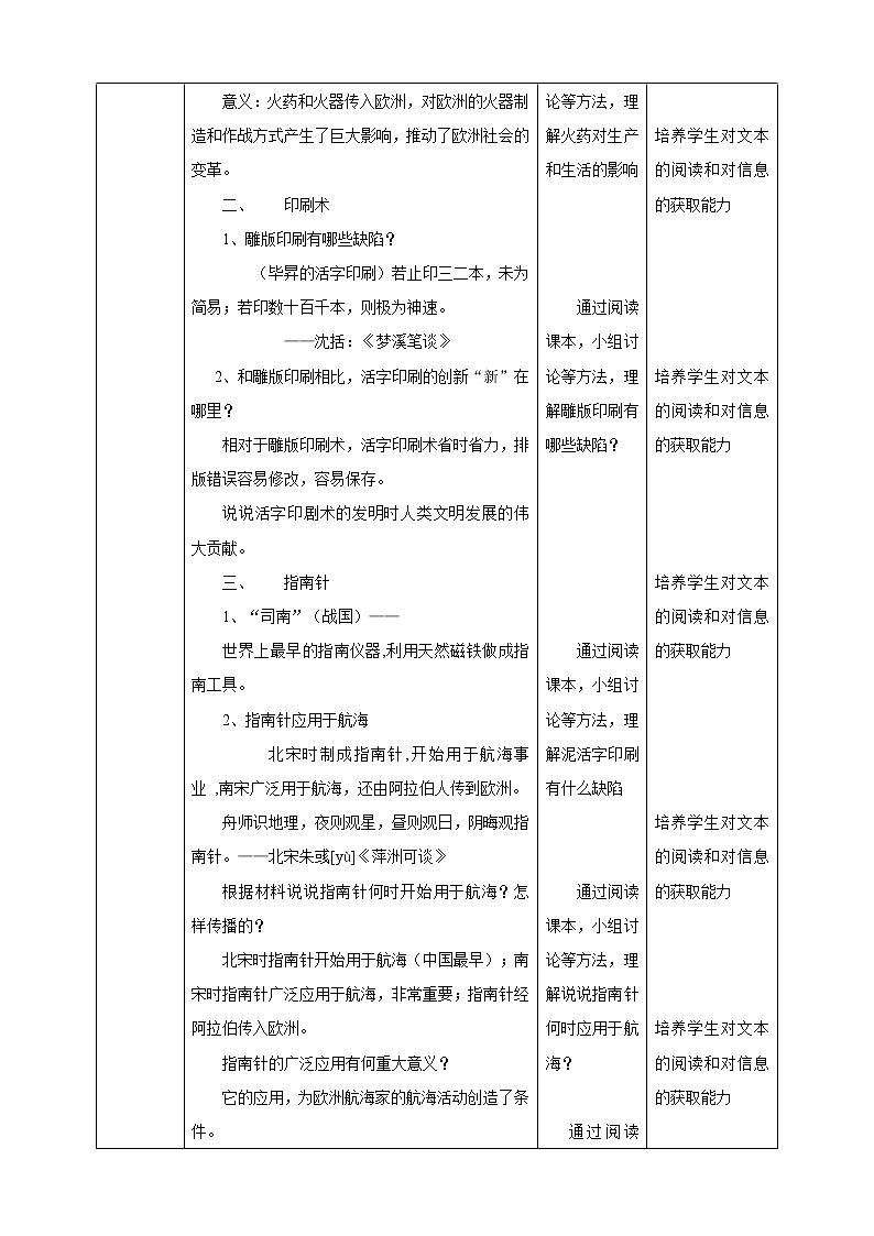 第四单元第三课第7教时 影响深远的宋元科技 教学设计第2页
