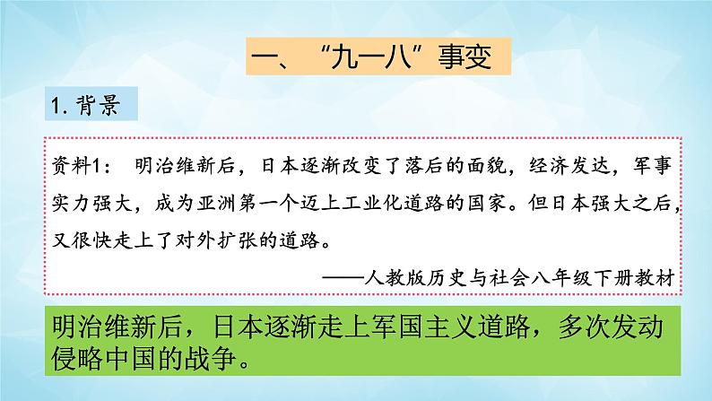 历史与社会九年级上册 3.1.1 日本侵华战争的开始 人教版课件PPT05